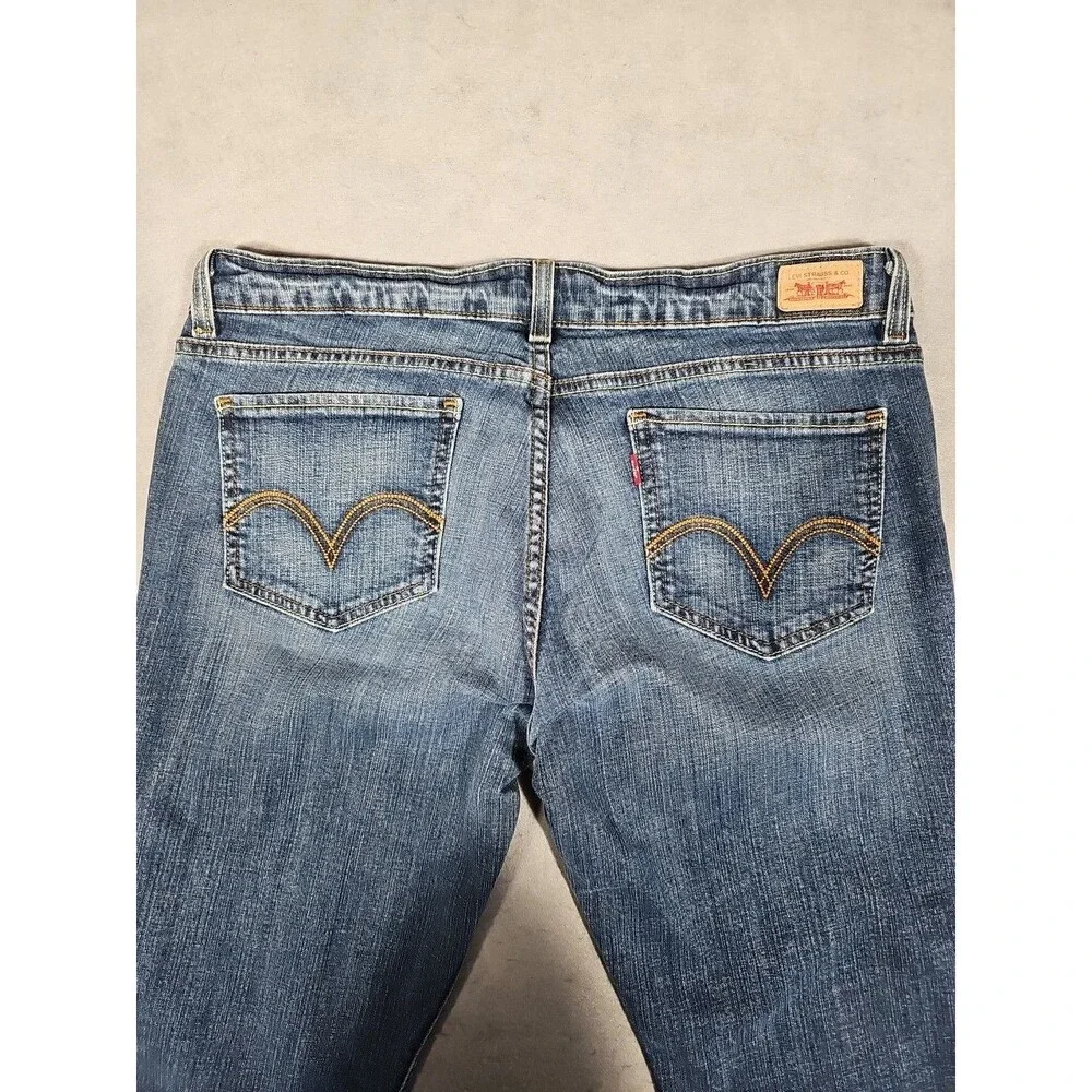 Levi's 524 Jeans Womens 15M Too Superlow Medium Wash Stretch Denim Low Rise - Picture 7 of 9